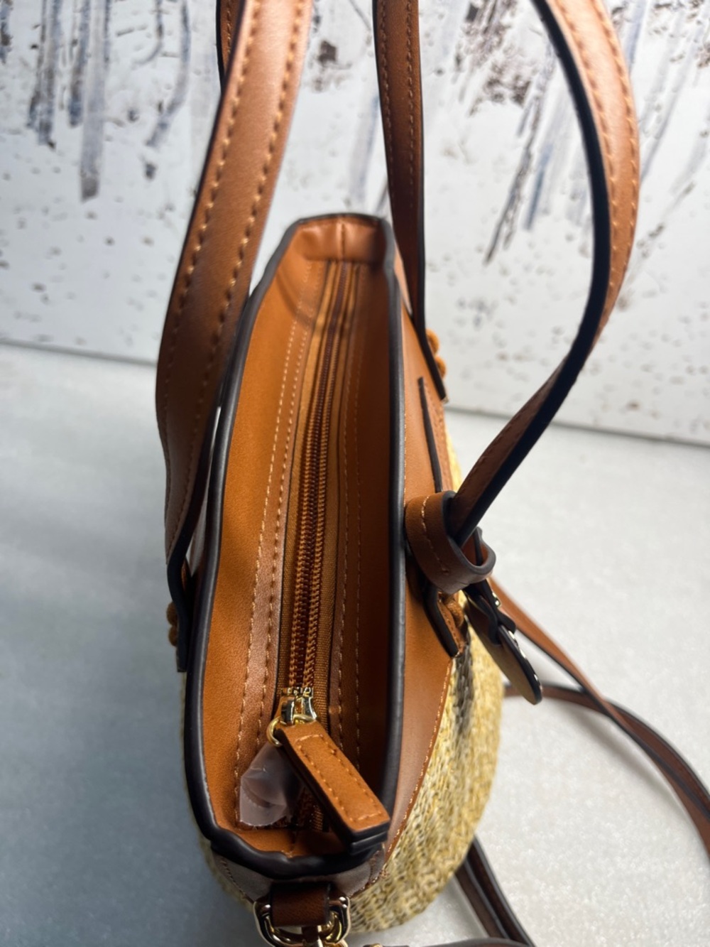 Straw Crossbody Bag Summer Beach Shoulder Top Handle Hobo Tote Woven Bucket Bag - Picture 6 of 12